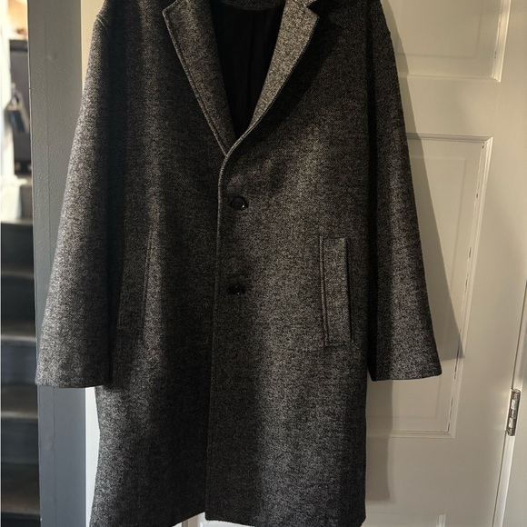 Zara Black and Gray Herringbone Coat - Picture 6 of 7